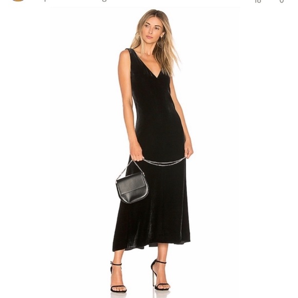 Theory Luxe Velvet Maxi Dress in Black. - Picture 1 of 6